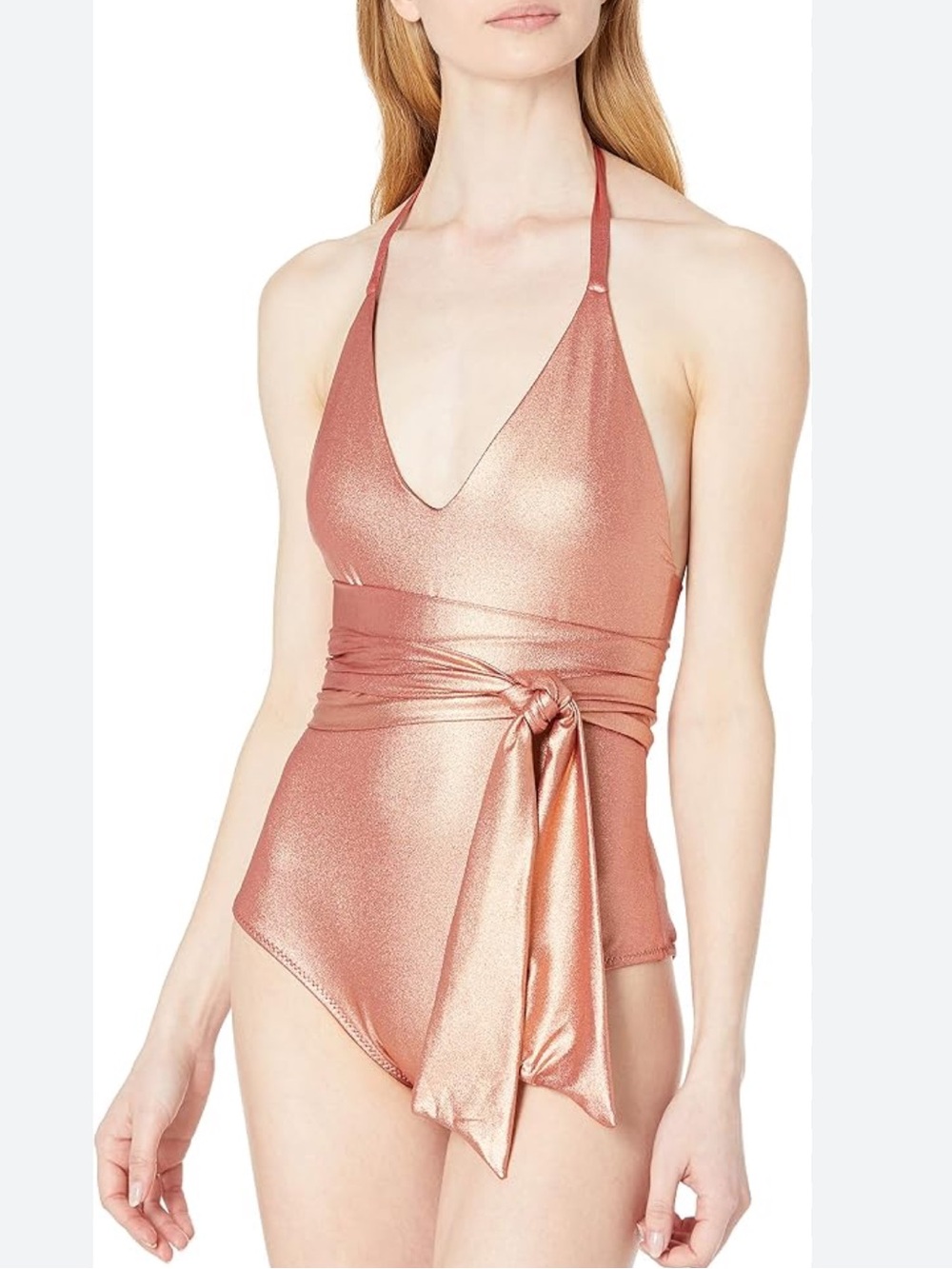 NWT OndadeMar Metallic Wrap One Piece Swimsuit S